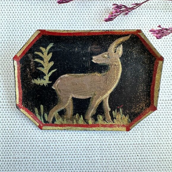 Vintage Kashmiri Gazelle Brooch - Picture 1 of 6